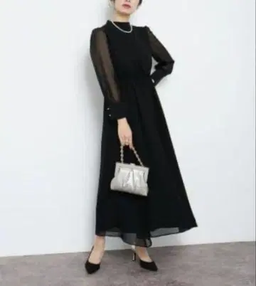 새상품급 Rire Fete 펄 쉬폰 드레스 일본제