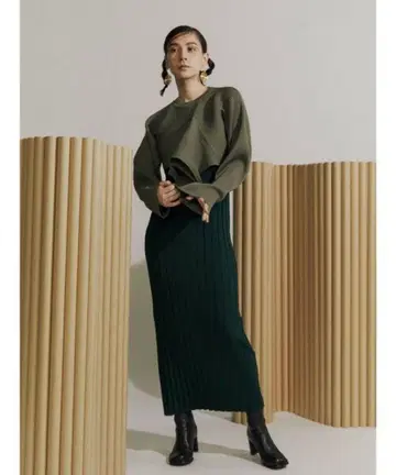 UN3D. 와이드 리브 슬리브리스 원피스