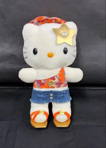 산리오 헬로키티 레트로 데님 미니 스커트 카모플라쥬 갸루풍 봉제 인형