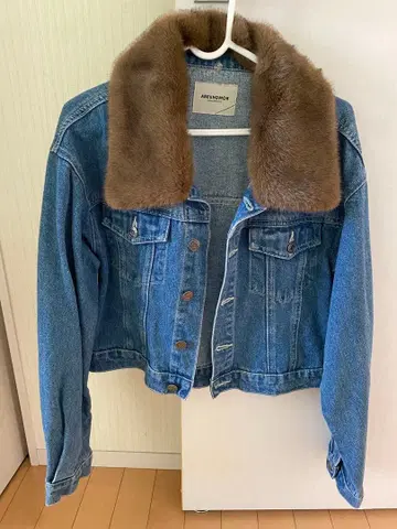 ABEUENDMOR 데님 자켓 퍼 카라 부착