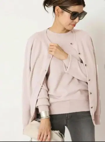 EVERYDAY I LIKE. 크루넥 가디건 핑크 베이지