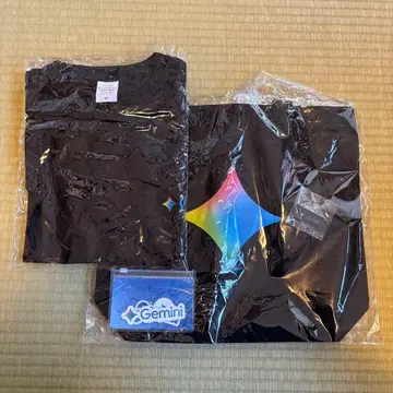 Gemini 컬러풀 로고 T셔츠와 토트백, 행거 세트