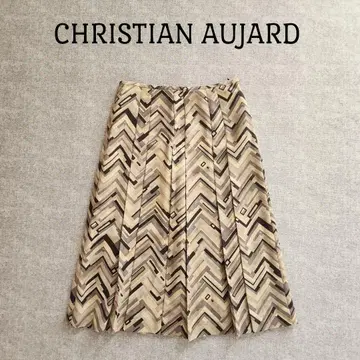 크리스찬 오자르 스웨이드 원단 플리츠 스커트 미디 기장 프리 사이즈