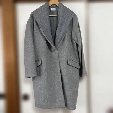 ELLE 후드 롱 코트 라이트 그레이