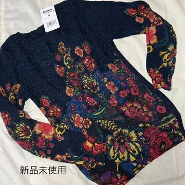 [ 미사용 새상품 ] Desigual 라메 니트 꽃무늬