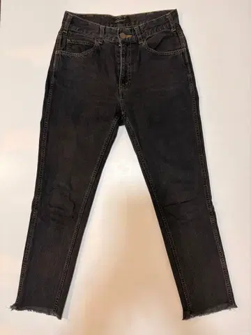 스터닝 루어 데님 프린지 밑단 청바지 블랙 26 빈티지 가공