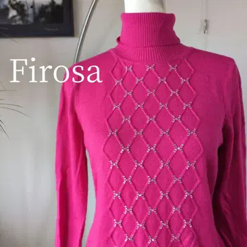[ 울 100% ] firosa 마젠타 핑크 터틀넥 스웨터 큐빅