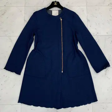 자유구 울 코트 38 M 사이즈 노카라 마테코 네이비