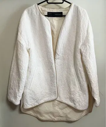 ZARA BASIC 화이트 노카라 자켓 M 미사용품