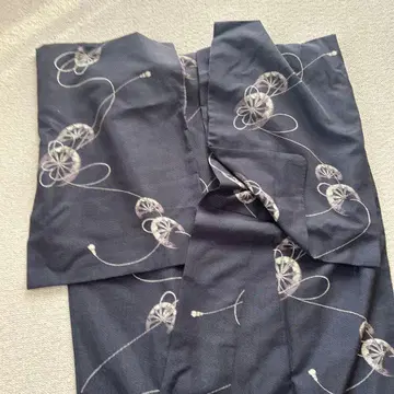 네이비 컬러 코몬 기모노 꽃 무늬 워셔블 기모노