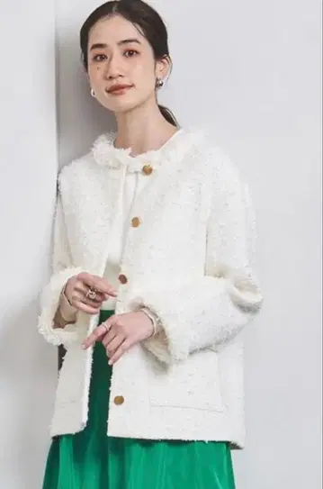 UNITED ARROWS 팬시 트위드 노카라 자켓 38