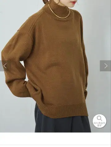 PUALCECIN 핸드 워셔블 하이넥 니트 풀오버 카멜