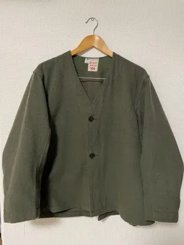 올리브 그린 V넥 노카라 자켓 104