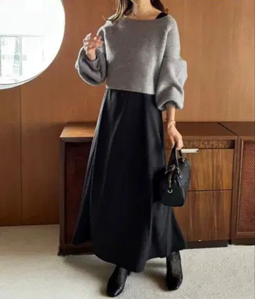 전골격 우승 세트 원피스 그레이 블랙