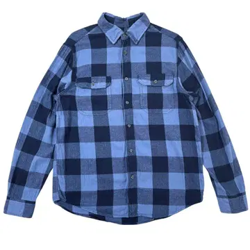 GEORGE 플란넬 셔츠 네이비 블루 체크 긴팔 M 해외 구제 의류