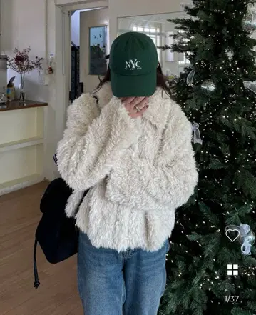 nugu 보아 세미 크롭 퍼 자켓