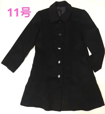 블랙 양모 캐시미어 혼방 버튼 롱 코트 L 11호