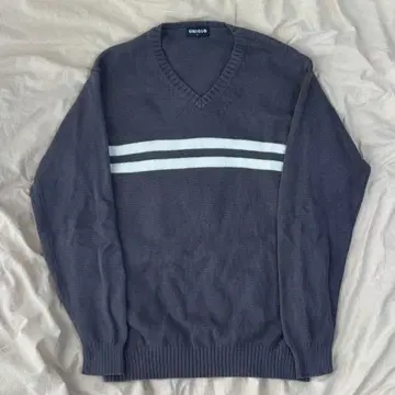 90's UNIQLO 유니클로 니트 코튼 v넥 그레이 올드