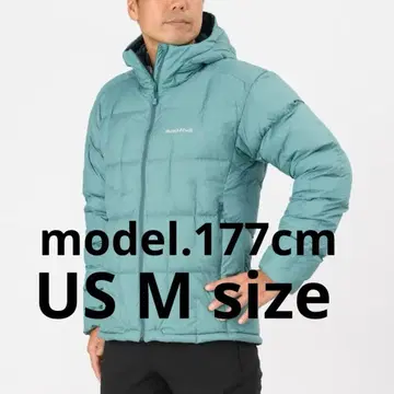 mont-bell US 네쥬 다운 후드티 블루그린 스카이블루