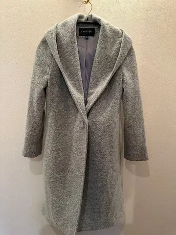 INDIVI 그레이 후드 부착 롱 코트