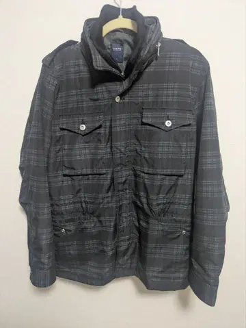 플러스 원 자켓 체크 무늬 L 사이즈 베스트 탈부착 가능 수납형 후드