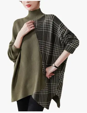 니트 스웨터 M 여성용 긴팔 상의 하이넥 루즈핏 돌먼