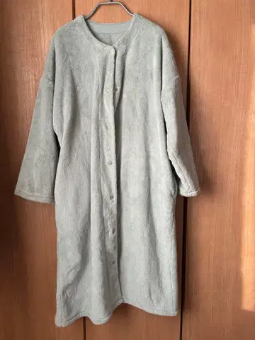 무인 정전기가 잘 일어나지 않는 입는 담요 롱 가운 민트 그린 M