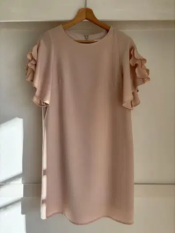 프릴 슬리브 핑크 원피스 S