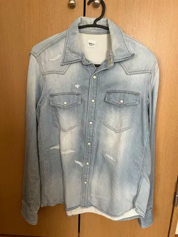 론 헤르만 데님 셔츠 라이트 블루 데미지 가공