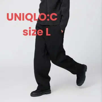 유니클로 C 맨투맨 와이드 팬츠 블랙 L