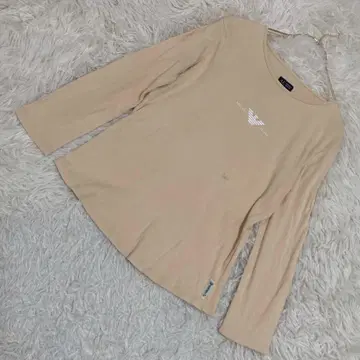 ARMANI JEANS 7부 소매 롱 T셔츠 베이지 34 돌려입기 심플