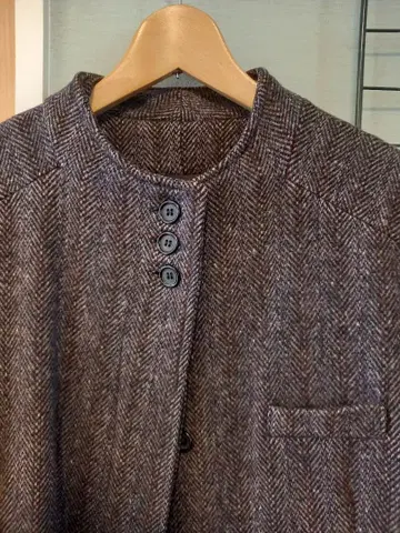 70s 빈티지 트위드 노카라 코트