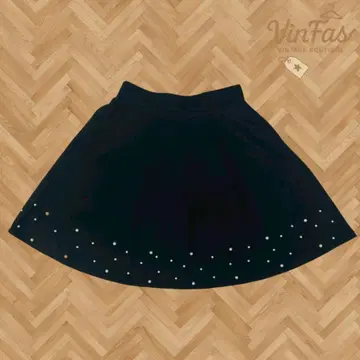 새상품급 구제 의류 블랙 밑단 스터드 플레어 스커트 폴리에스테르 100%