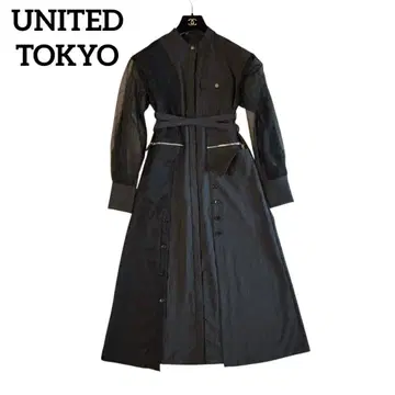 새상품급 UNITED TOKYO 시어 콤비 밀리 원피스 블랙 1 포멀