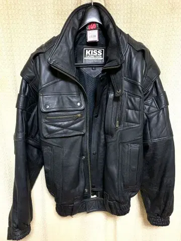 KISS RACING 블랙 가죽 자켓 키스 레이싱 블랙 L 사이즈