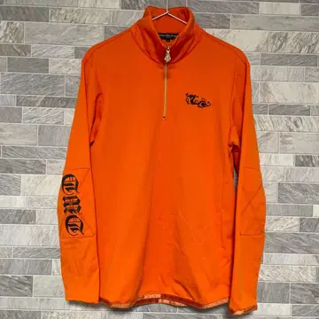 댄스 위드 드래곤 하프 지퍼 긴팔 셔츠 오렌지 남성용 골프 자수