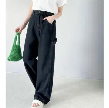 데님 여성용 청바지 와이드 팬츠 L 사이즈 하이웨스트