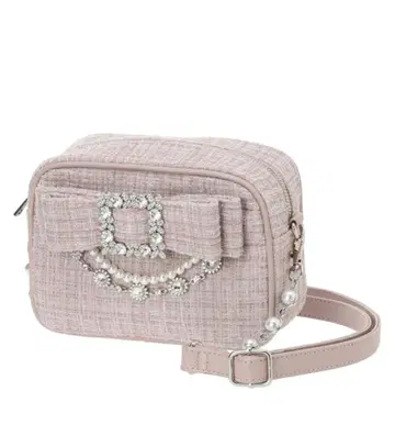 NOEMIE 아가씨 트위드 리본 비쥬 숄더백 핑크