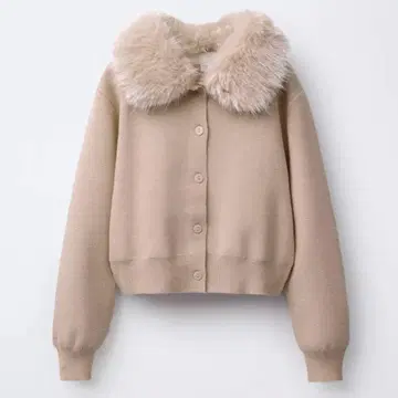 인기 상품! ZARA 인조 모피 카라 탈부착 가능 니트 자켓