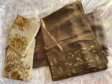 실크제 브라운 계열 호몬기 원단