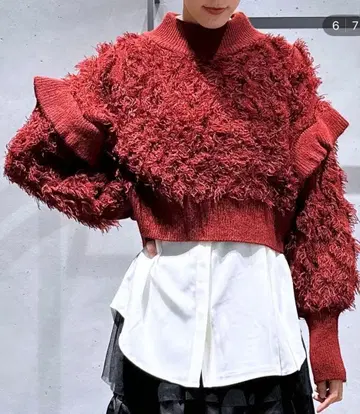 HARE 프린지프릴 니트 보르도