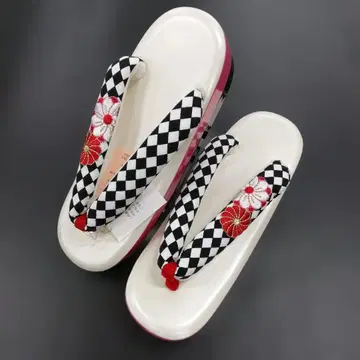 새상품 후리소데용 조리 통굽 땋은 국화 자수 조리 프리 사이즈 13