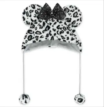 디즈니 팬캡 레오파드 무늬 화이트 미니