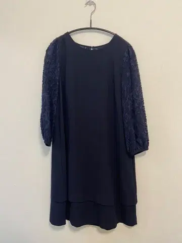 BEAUTY&YOUTH 네이비 레이스 소매 A라인 무릎 기장 원피스 M