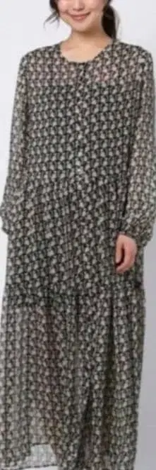 Audrey and John Wad 양류 쉬폰 롱 원피스