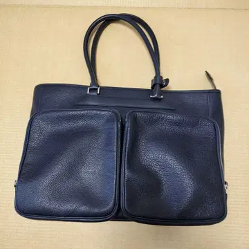 [ CIMABUE ] 새상품급 다크 블루 가죽 토트백