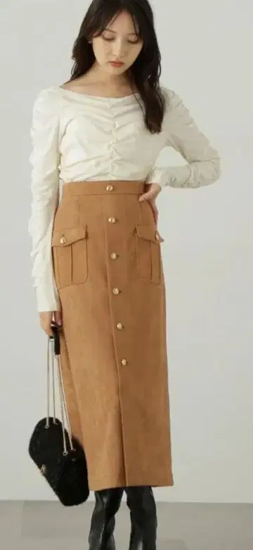 시착만 한 상품 프로포션 바디 드레싱 종이상자 페이크 스웨이드 스커트