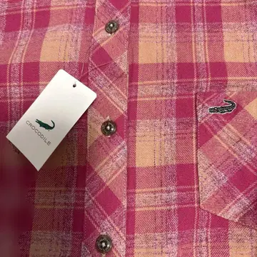 택 포함 새상품 CROCODILE 핑크 베이지 체크 셔츠 M