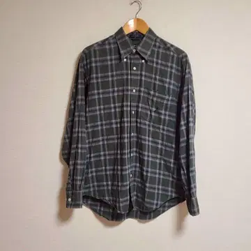 노티카 옴브레 체크 셔츠 긴팔 버튼 다운 M 면 레이온