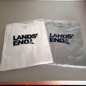 LANDS' END 슈퍼T 긴팔 화이트, 그레이 M 사이즈 티셔츠 롱티